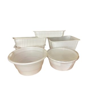 Poharak, Ételtárolók, Evőeszközök, Habdobozok