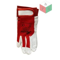 Tépőzáras piros bőrkesztyű